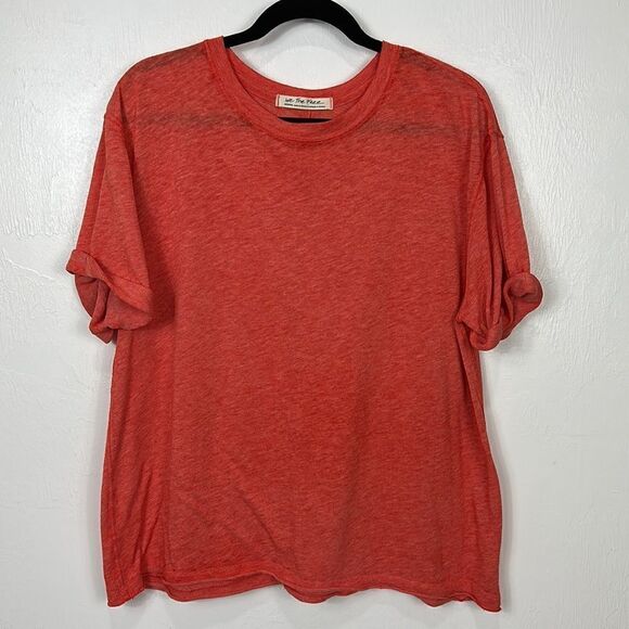 Free People We The Free Relaxed Fit Poppy Color Cassidy Tee Size M - Picture 2 of 9